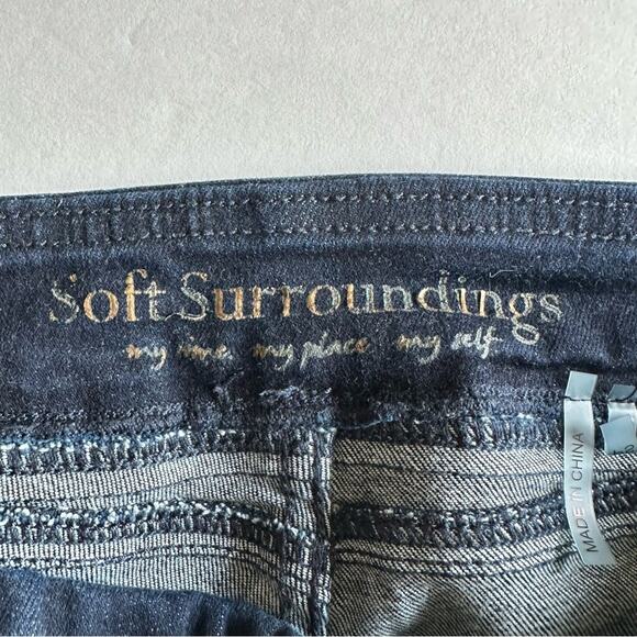 Soft Surroundings Jeans Straight Leg Pull On Dark Wash Denim PS Petite Comfort - Picture 7 of 12